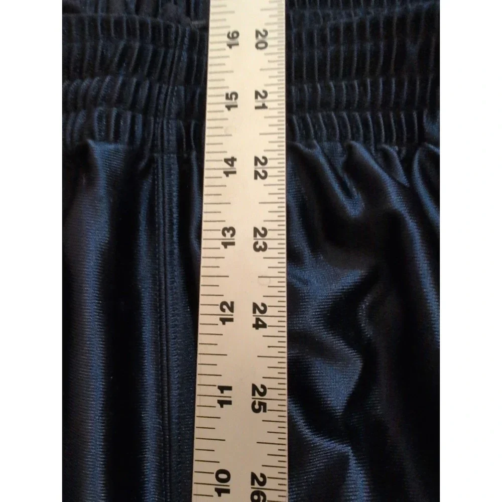 Y2K Adidas Shiny Loose Track Pants Mens 2XL Blue Elastic Waist 3 Stripe Pockets